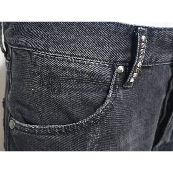 Just Cavalli Black Distressed Denim Studded Slim Leg Jeans, Size 30 - Picture 5 of 16